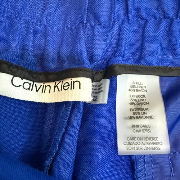 new Calvin Klein 12 side zip linen pant flat front elastic waist P 2661 - Picture 4 of 11